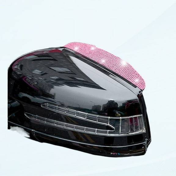 2PCS Car Rearview Mirror Rain Eyes, Bling Crystal Rear View Mirror Guard Rain Visor, Car Side Mirror Rain Rhinestone Cover Smoke Rain Visor, Universal for Car, Truck, SUV Pink