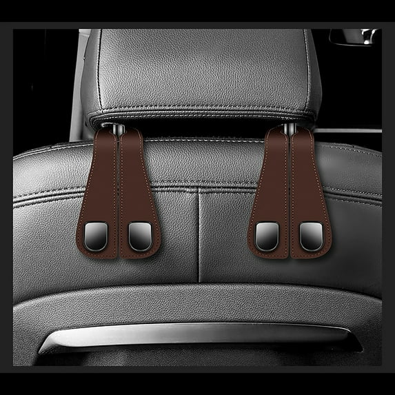 2PCS Car Seat Back Storage Hook, Car Seat Hooks for Headrest, Multipurpose Stylish Car Hooks for Headrest, Car Headrest Hooks for Purses and Bags Cute, Leather Headrest Hooks for Car