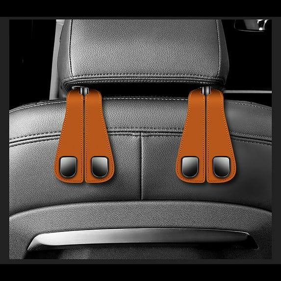 2PCS Car Seat Back Storage Hook, Car Seat Hooks for Headrest, Multipurpose Stylish Car Hooks for Headrest, Car Headrest Hooks for Purses and Bags Cute, Leather Headrest Hooks for Car