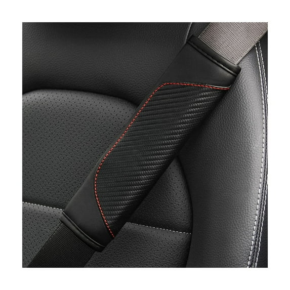 2PCS Car Seat Belt Cover, Carbon Fiber Safety SeatBelt Shoulder Strap Covers, Breathable Leather Soft and Comfortable Harness Pad Protect Your Neck and Shoulder, Compatible with All Cars