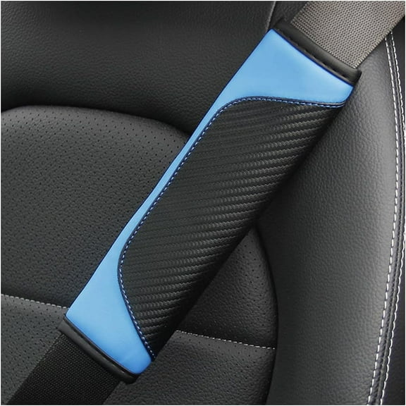 2PCS Car Seat Belt Cover, Carbon Fiber Safety Seatbelt Shoulder Strap Covers, Breathable Leather Soft Harness Pad Protect Your Neck and Shoulder Compatible with Cars