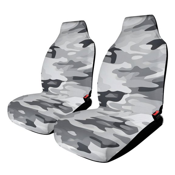 2PCS Car Seat Cover Reduces Wear And Is Easy To Install And The Fabric Is Soft And Comfortable And Flexible For Most Car Seats Vector Camouflage Pattern Gray_3