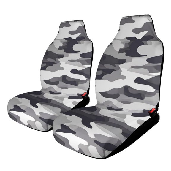 2PCS Car Seat Cover Reduces Wear And Is Easy To Install And The Fabric Is Soft And Comfortable And Flexible For Most Car Seats Vector Camouflage Pattern Gray_4