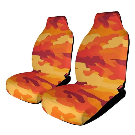 2PCS Car Seat Cover Reduces Wear And Is Easy To Install And The Fabric Is Soft And Comfortable And Flexible For Most Car Seats Vector Camouflage Pattern Orange Red_4