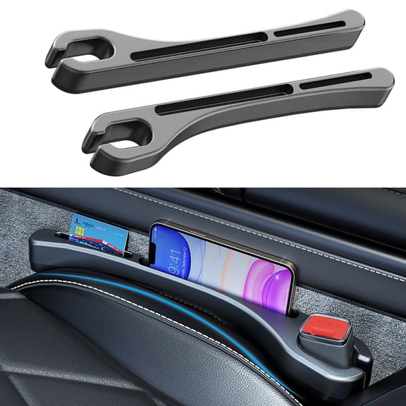2PCS Car Seat Gap Filler,Gap Stopper Fill Gap Between Seat and Console,Built-in Recessed Storage Organizer,Universal for Most Cars Trucks SUVs to Stop Things from Dropping(Black)