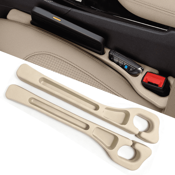 2PCS Car Seat Gap Filler Organizer 4In1 Between Seat & Console Inserts Gap Stopper Plug with Fill,Hook Function & Concealed Small Hammer,Upgraded Universal No Drop Seat Guard for Cars (Brown),Storage