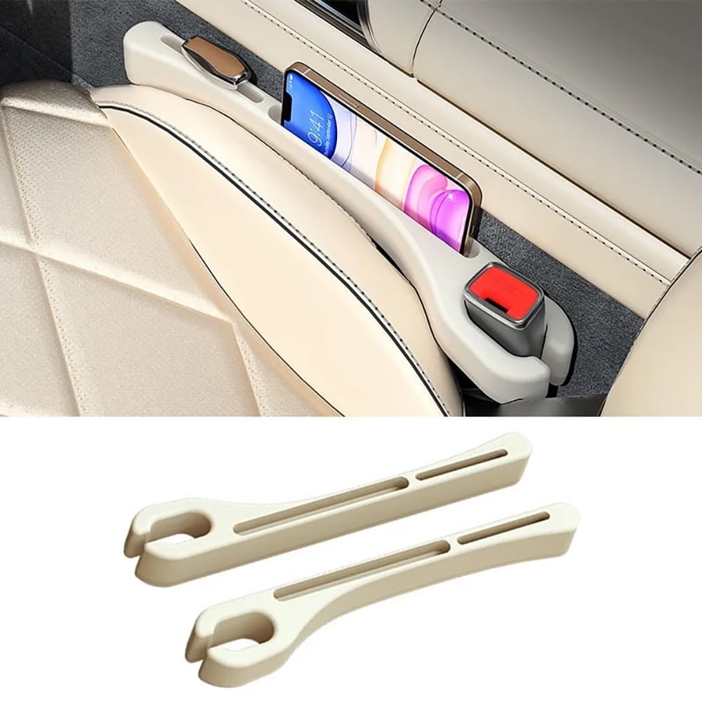 2PCS Car Seat Gap Filler Organizer, Car Seat Gap Organizer to Block Falling of Essential Items, Car Side Seat Gap Filler for Car, Universal Car Gap Filler for Cars, SUVs & Trucks - BEIGE