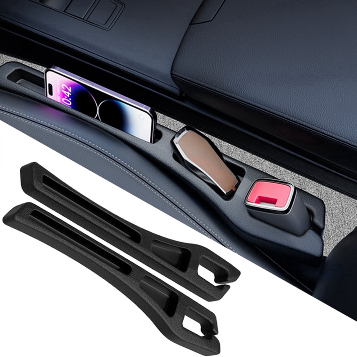  jQMUHLC Car Seat Gap Filler Organizer 2 pack, No-Drop Gap Filler Between Seat and Console, Universal Fit Car SUV Truck