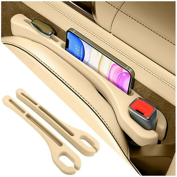 2PCS Car Seat Gap Filler Organizer with Phone Holder,[Upgrade Version] Car Seat Gap Organizer for Prevent Falling,Essential Car Accessories Car Side Seat Gap Filler (Black)