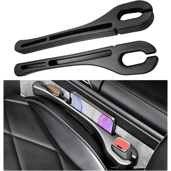 2PCS Car Seat Gap Organizer, Car Seat Gap Filler Storage Bag with Phone Holder, Upgraded Multifunctional Car Seat Gap Blocker Plug to Prevent Dropping, Universal Car Accessories (Black)