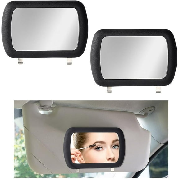 2PCS Car Sun Visor Vanity Mirror, Clip-on Automotive Makeup Sun-Shading Mirror, Vehicle Sun Visor Cosmetic Vanity Mirror for Women Girls, Universal Interior Car Accessories