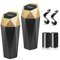 thumbnail image 1 of 2PCS Car Trash Can with Lid,Mini Diamond Design Trash Bin for Automotive Office Bedroom Kitchen, Portable Vehicle Car Garbage Can Car Accessories for Women men, Gold, 1 of 7