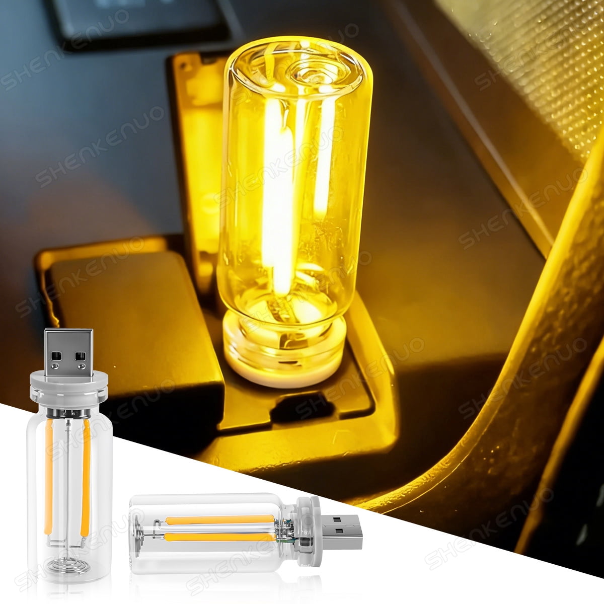 2PCS Car USB Light,Glass Plug In USB, Touch Dimmable Car Interior ...