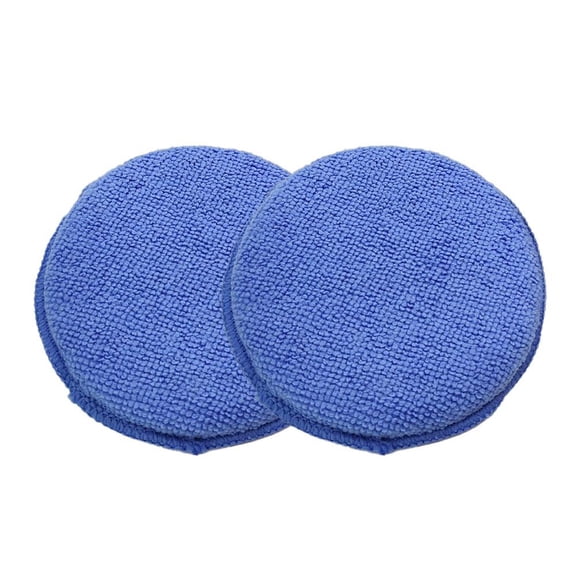 2PCS Car Wax Applicator Pad Microfiber Polishing Sponge, Microfiber Wax Applicator Pads for Auto Detailing Waxing and Crystal Coating Soft Absorbent Washable Foam Pad for Car Paint Care - Blue