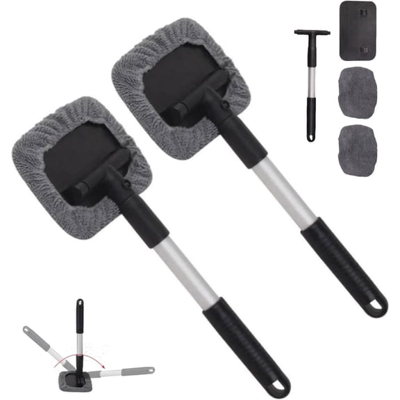 2PCS Car Windscreen Cleaner,Car Windscreen Cleaner Tool,Cars Window Cleaning Squeegee,Window Cleaners for Cars with Pole,Double Sided Multi-Purpose Inside Windshield Cleaning Tool