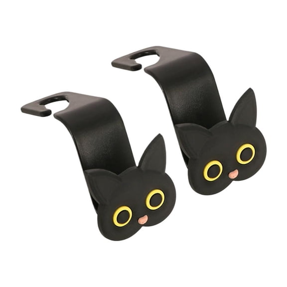 2PCS Cartoon Cute Cat Car Headrest Hook Back Seat Organizer Holder Auto Fastener