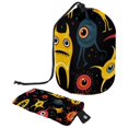 2PCS Cartoon Green Alien Travel Cosmetic Bag Makeup Organizer