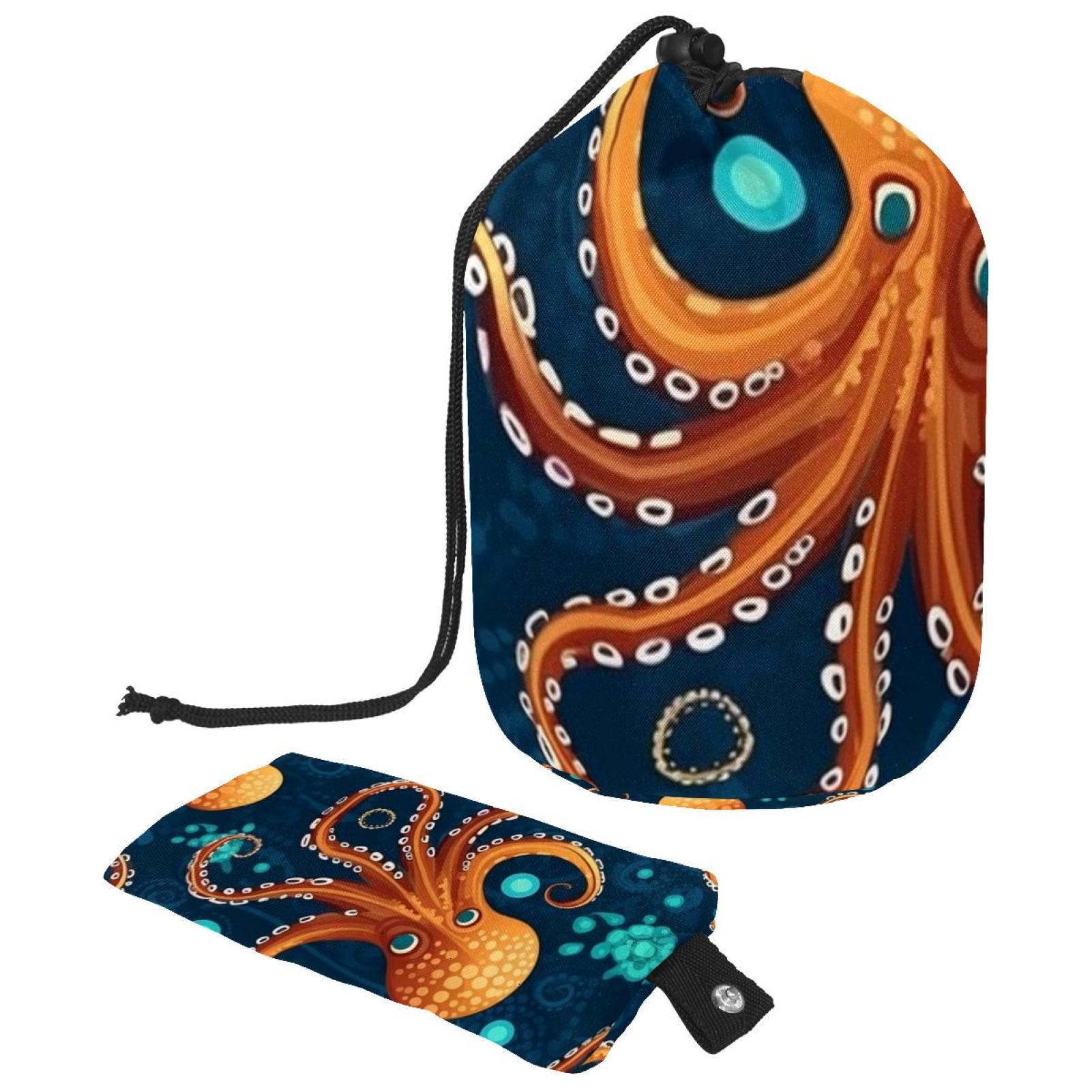 2PCS Cartoon Octopus Travel Cosmetic Bag Makeup Organizer, Drawstring