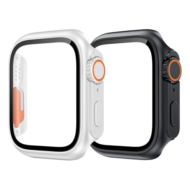 2PCS Case Glass+Case For Apple Watch 44mm 45mm 41mm 40mm Screen