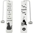 thumbnail image 1 of 2PCS Cat Bookmarks, Cat Gifts for Women, Kitten Stainless Steel Book Marker, Funny Book Mark Cute Book Lover Gifts Thanksgiving Day Birthday Gifts for Women Men Teachers Friends (2pcs I), 1 of 12