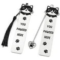 thumbnail image 1 of 2PCS Cat Bookmarks, Cat Gifts for Women, Kitten Stainless Steel Book Marker, Funny Book Mark Cute Book Lover Gifts Thanksgiving Day Birthday Gifts for Women Men Teachers Friends (2pcs I), 1 of 12