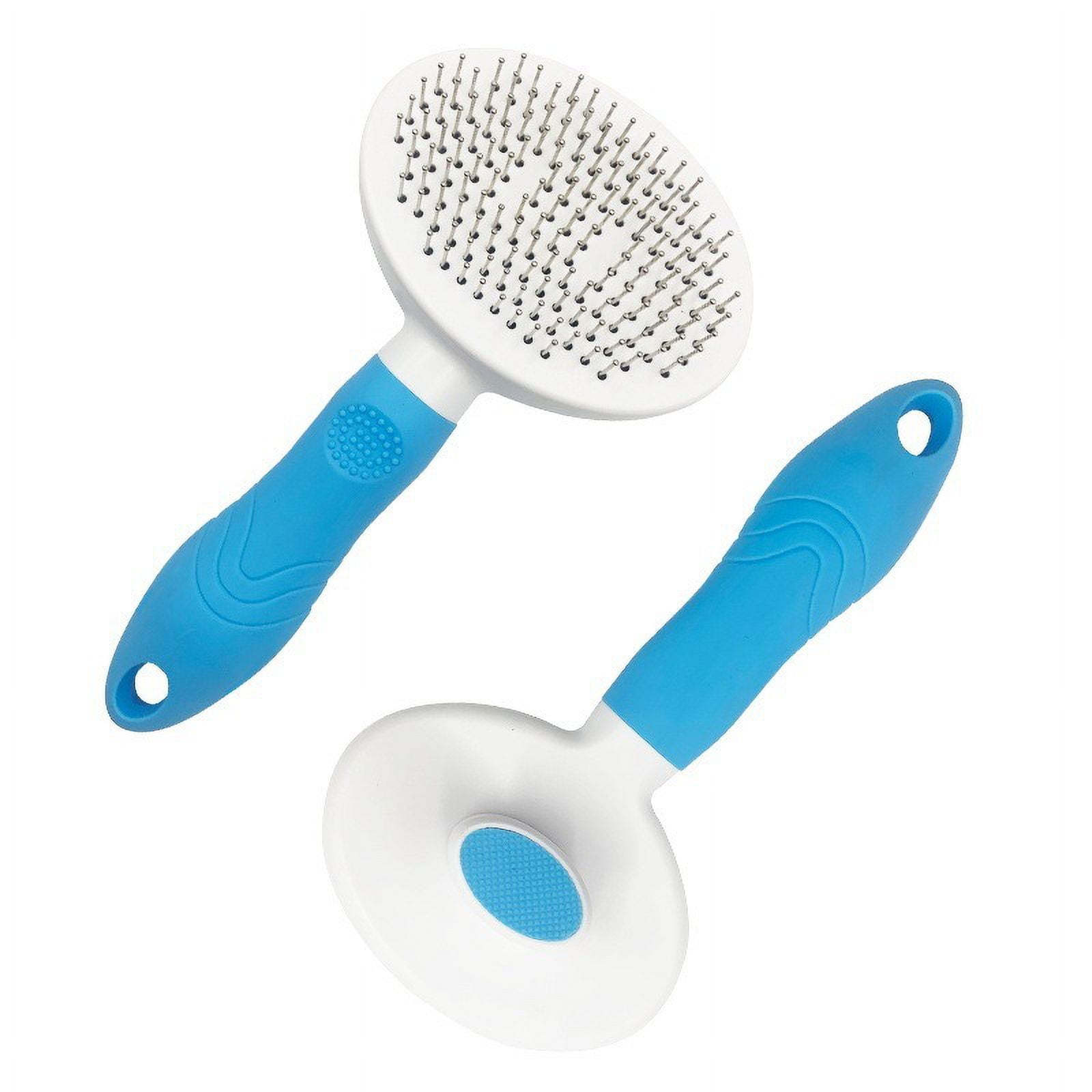 2PCS Cat Grooming Brush, Self Cleaning Brushes for Dogs Cats Pet Grooming Brush Tool Gently Removes Loose Undercoat (BLUE)