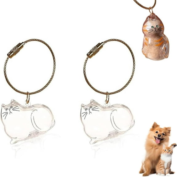 2PCS Cat Hair Storage Bottle, Bottle for Pet Hairs Keychain, Cats Whisker Jar, Pet Memorial Urns, Pets Hair Keepsake