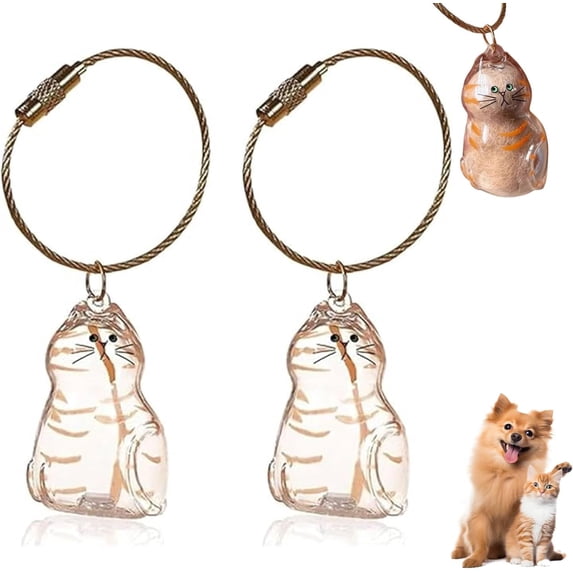 2PCS Cat Hair Storage Bottle, Bottle for Pet Hairs Keychain, Cats Whisker Jar, Pet Memorial Urns, Pets Hair Keepsake