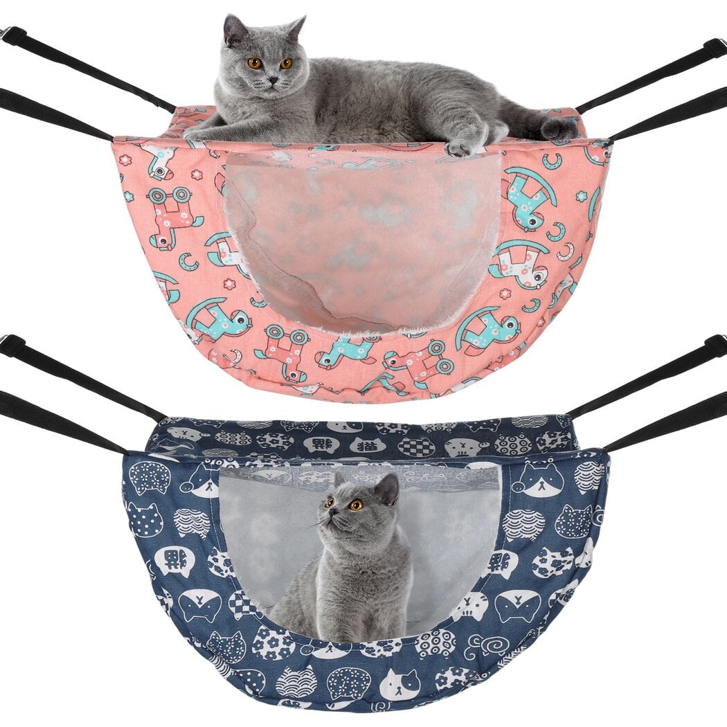 2PCS Cat Hammocks, Soft Cute Pet Hanging Beds, Adjustable Cat Cage Hammocks, Comfortable Pet