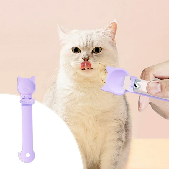 2PCS Cat Treat Spoon Squeeze,Cat Strip Feeder spoon,Easy Feeding Spoon for Licky Treats,Pet Food Spoon for Wet Food, Suitable for Paste Treat(Purple)