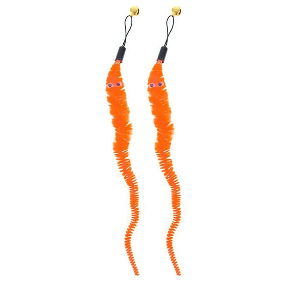2PCS Cat Worm Toy for Cats, Cat Wand Toy Accessories, Cat Feather Toy Attachments Replacements, Assorted Worm Cat Toy Teaser for Indoor Cats Kitten