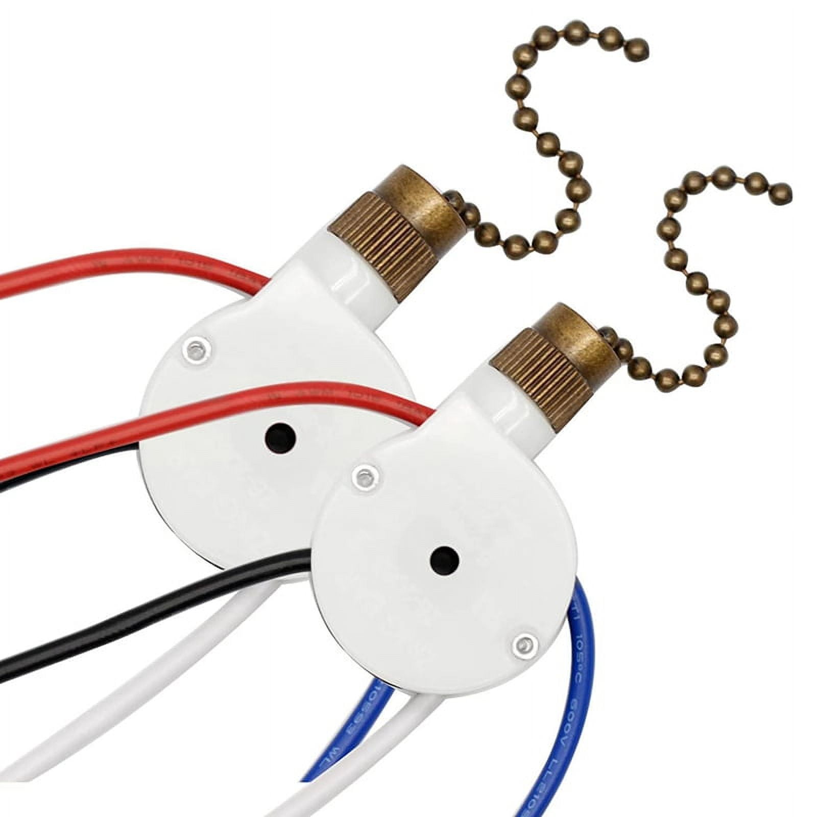 2PCS Ceiling Fan Lights Switch ZingEar ZE-208S E89885 3 Speed 4 Wire Pull  Chain ,Fan Switch,Bronze - Walmart.com, image size:1600x1600