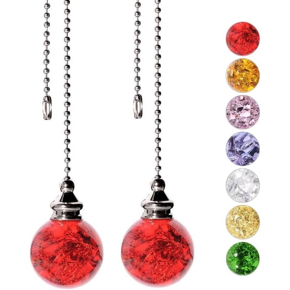 2PCS Ceiling Fan Pull Chain, Ceiling Fan Pull Chain Extender, Pull Chains for Ceiling Fans and Lights, Light Pull Chain Extension with 21 Inches 3mm Diameter Ball Beaded Chain