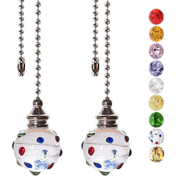 2PCS Ceiling Fan Pull Chain, Ceiling Fan Pull Chain Extender, Pull Chains for Ceiling Fans and Lights, Light Pull Chain Extension with 21 Inches 3mm Diameter Ball Beaded Chain