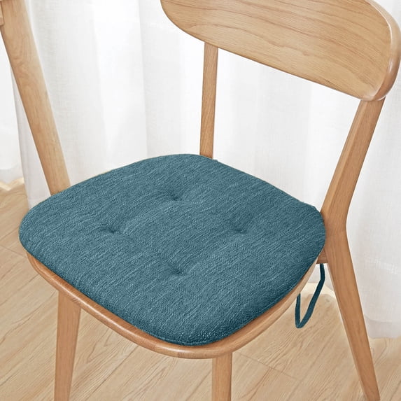 2PCS Chair Cushions for Dining Chairs, D-Shaped Seat Cushions with Removable Washable Cover and Ties, Chair Pads for Kitchen, Indoor Dining Room, Patio Chairs, 17'' x 16''(Navy)