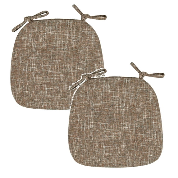 2PCS Chair Cushions for Dining Chairs, Cotton 1.2" High Kitchen Seat Cushions with Ties, U-Shaped Non-Slip Indoor Chair Pads, 17" x 16"(Coffee)