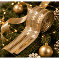 thumbnail image 1 of 2PCS Champagne Gold Christmas Wired Ribbon - 16.4 Ft Yard Christmas Mesh Ribbon for Gift Wrapping, Tree Decor & DIY Crafts, Holiday Bow Making,A, 1 of 7