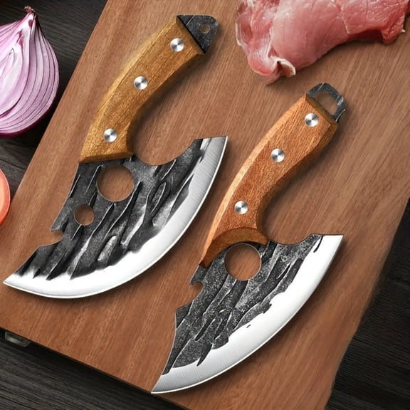 2PCS Chef Knife, Hand Forged Kitchen Knife for Backyard BBQ