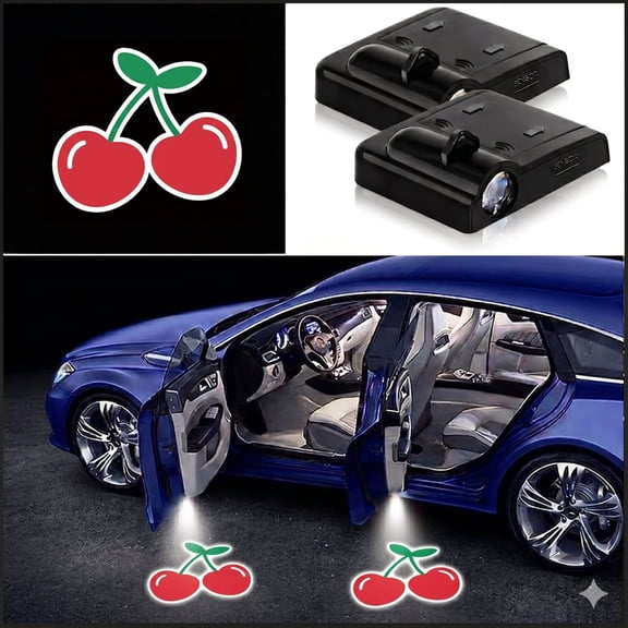 2PCS Cherry Car Door Lights Logo Projector LED Shadow Bulb Welcome Lamp,Cherry Gifts