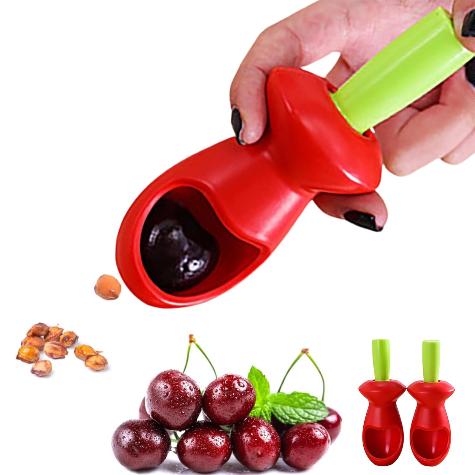Dénoyauteur à Cerises Manuel | Lame Acier Inoxydable, Poignée ABS Ergonomique | Pour Olives, Prunes, Baies