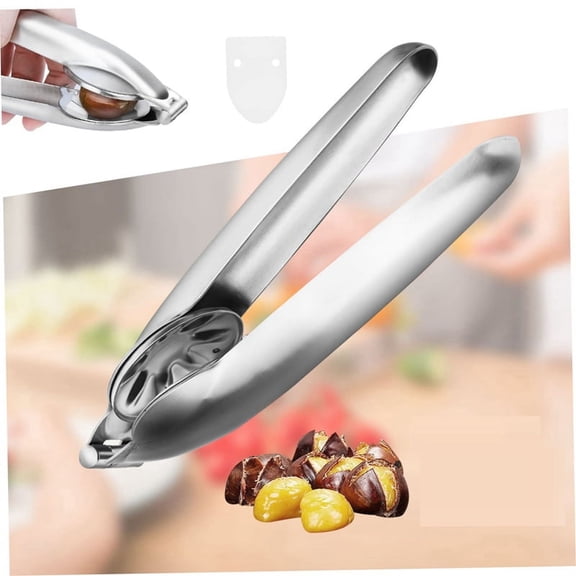 2PCS Chestnut Clip Nut Cracker Stainless Steel Walnut Opener Pliers with Thumb Guard Peelers Nut Pick Silver Nut Pliers