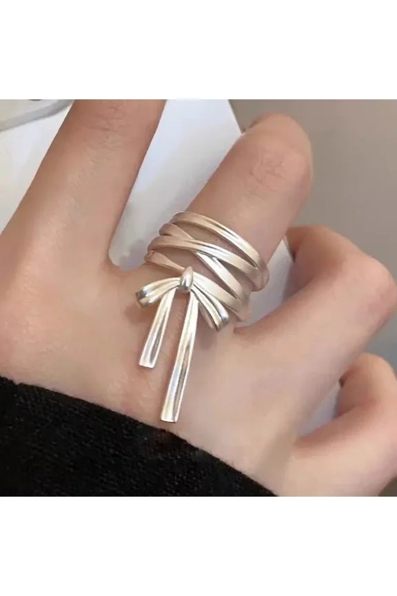 2PCS Chic Bow Tie Ring - Adjustable, Multi-Layered, Sweet Style, Perfect for Women's Party, Birthday, Holiday Gift, Fashion Accessory