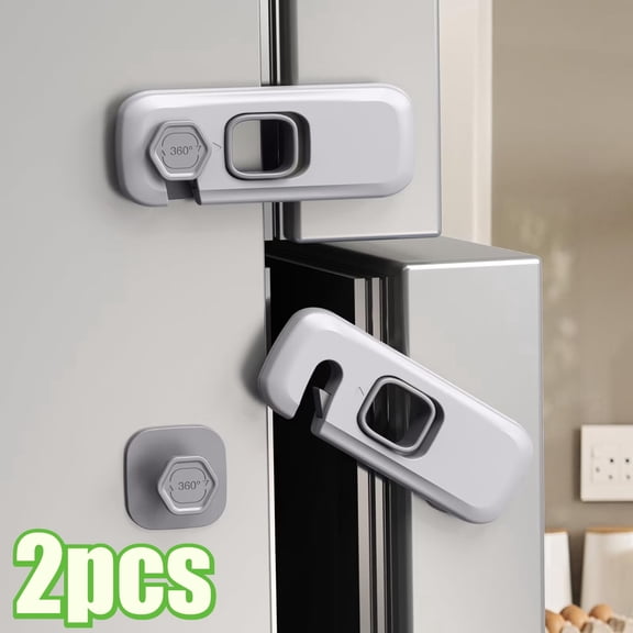 2PCS Childproof Refrigerator Lock, Kids Safety Latch for Fridge Freezer Drawers Cabinets