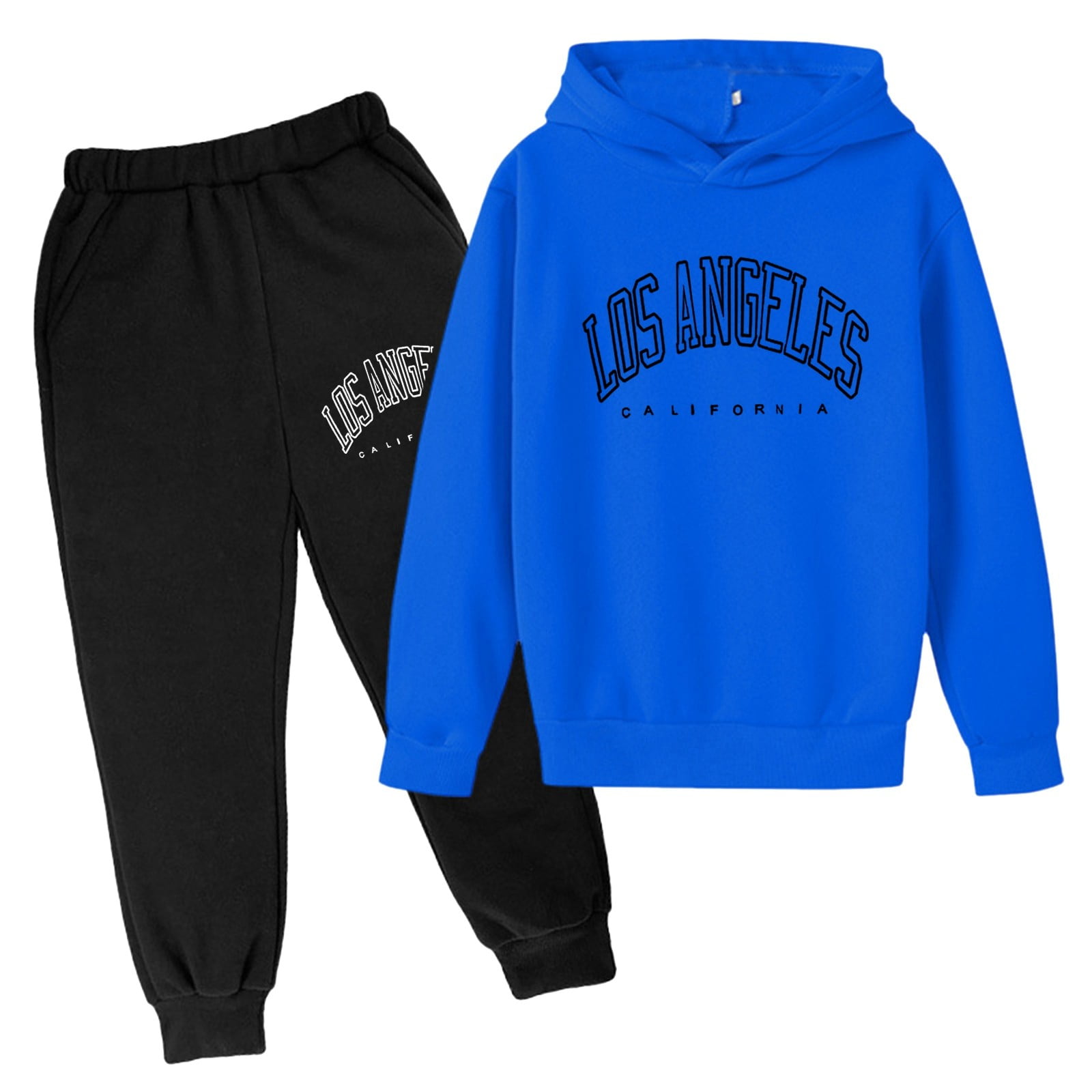 2PCS Children Kids Casual Letter Printed Long Sleeve Hoodie Sweatshirt Tracksuit Jogger Sweatpants Unisex Sweatsuit Set
