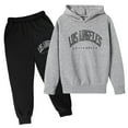 thumbnail image 1 of 2PCS Children Kids Casual Letter Printed Long Sleeve Hoodie Tracksuit Jogger Sweatpants Unisex Sweatsuit, 1 of 3