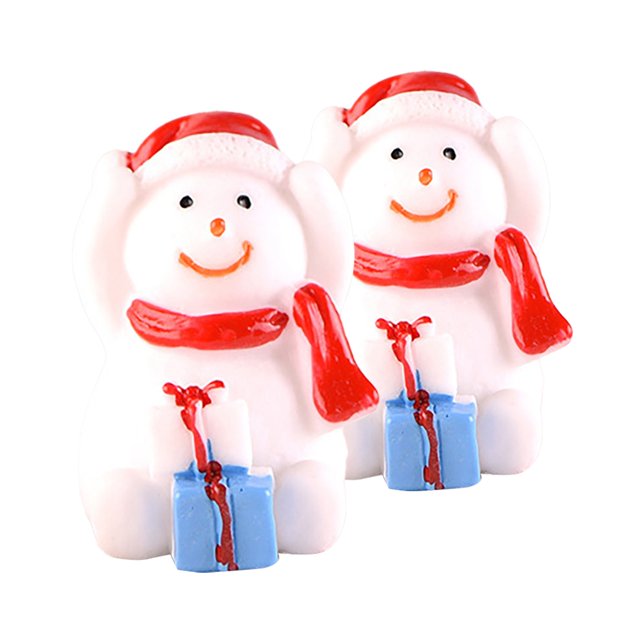 2PCS Christmas Cartoon Animals Micro Christmas Tree Snow Ornaments