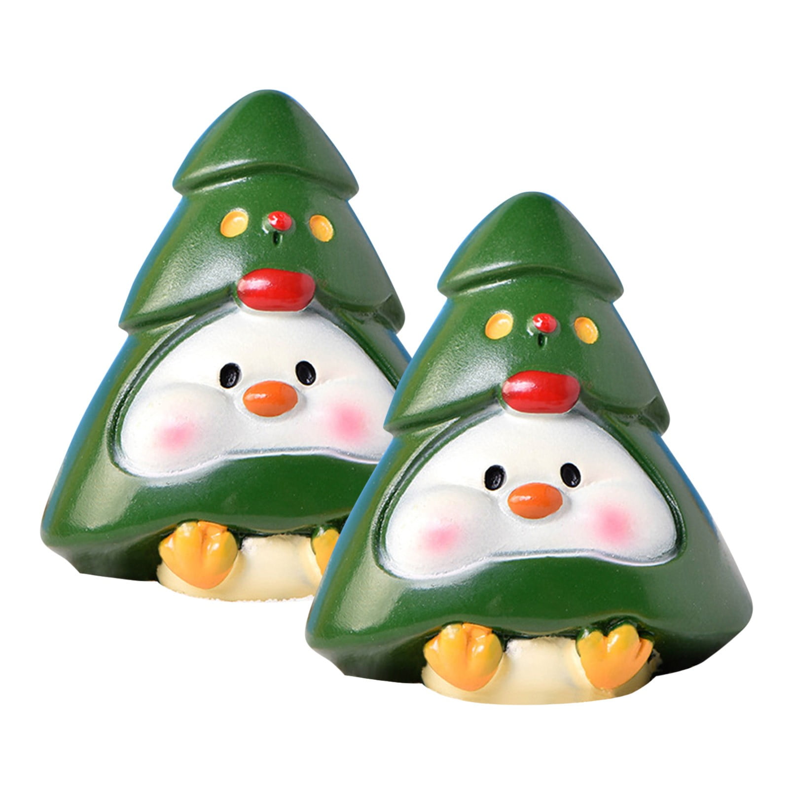 2PCS Christmas Cartoon Animals Micro Christmas Tree Snow Ornamentsfor