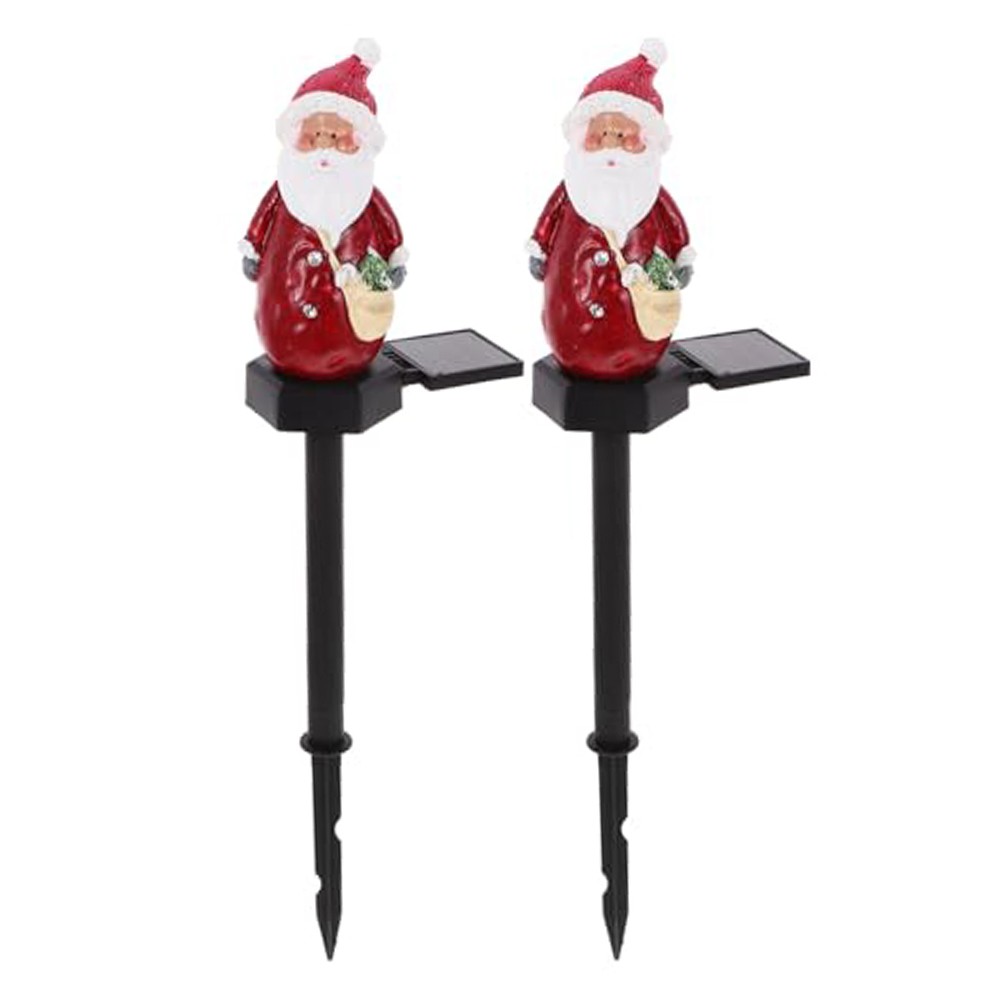 2PCS Christmas Decoration Solar Santa Claus Ground Plug Outdoor Lawn