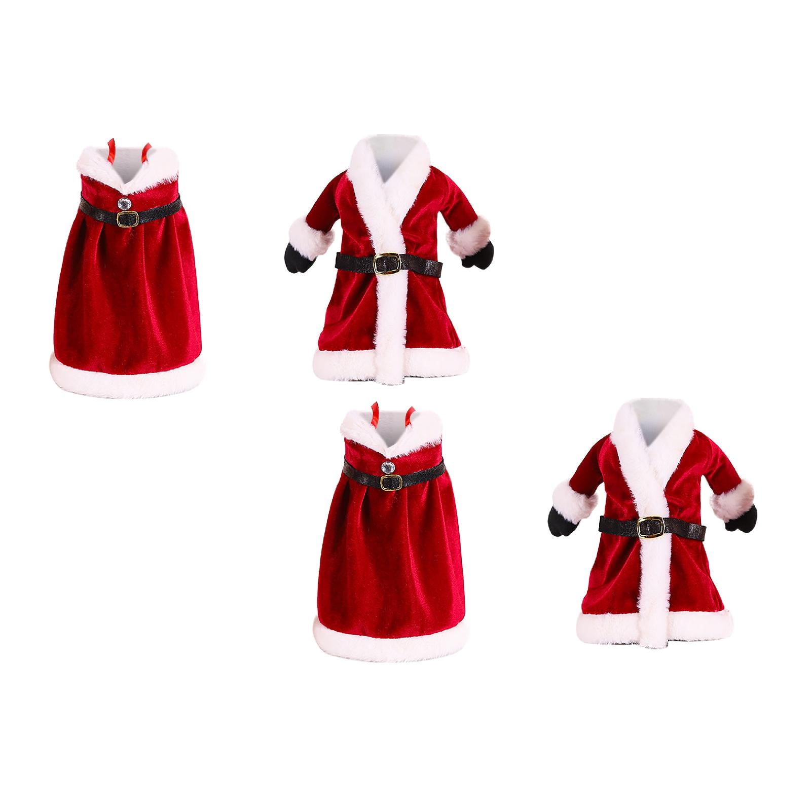 2PCS Christmas Decorations Kitchen Table Top Dress Up Props Plaid Set