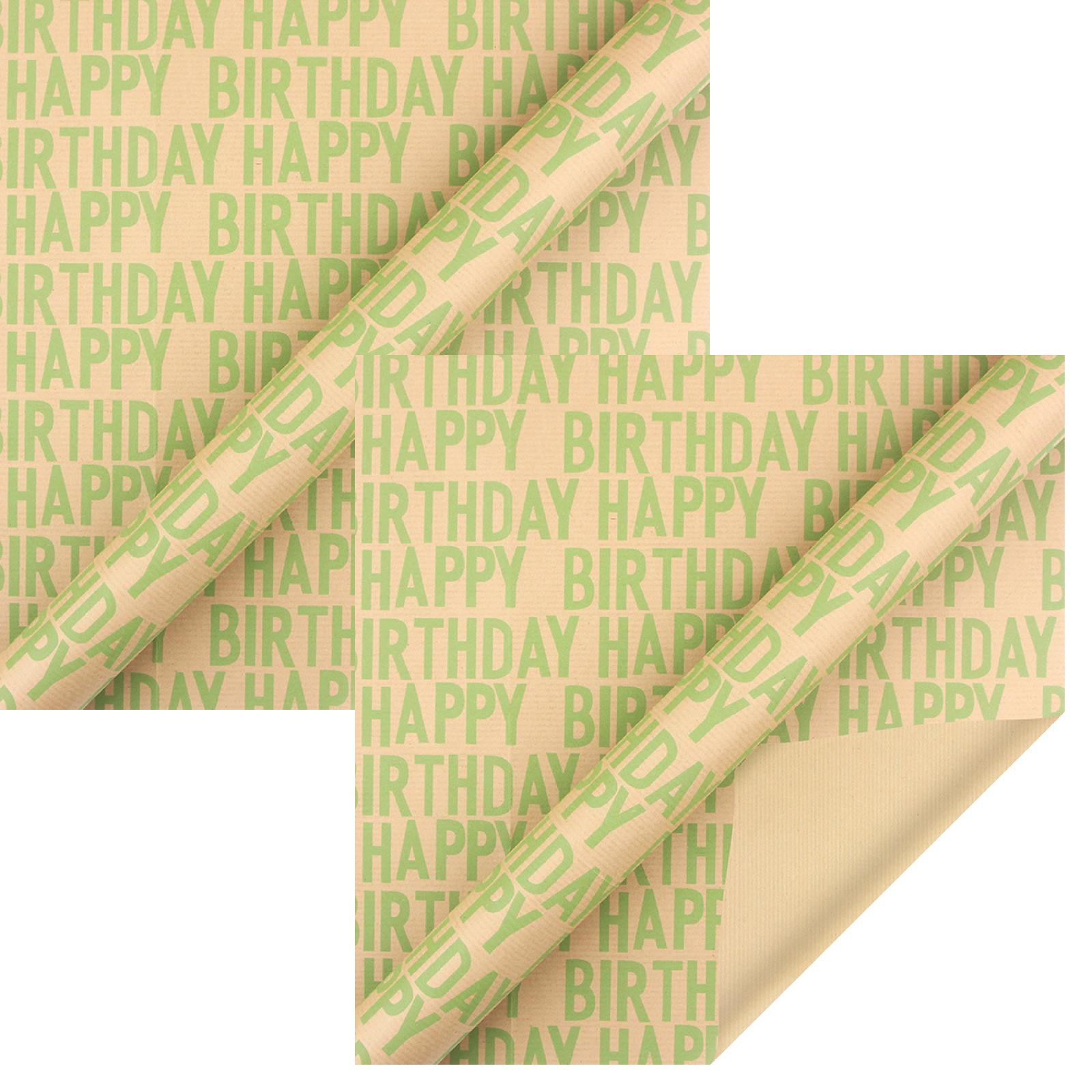2PCS Christmas Gift Wrapping Paper Decoration Happy Birthday Kraft